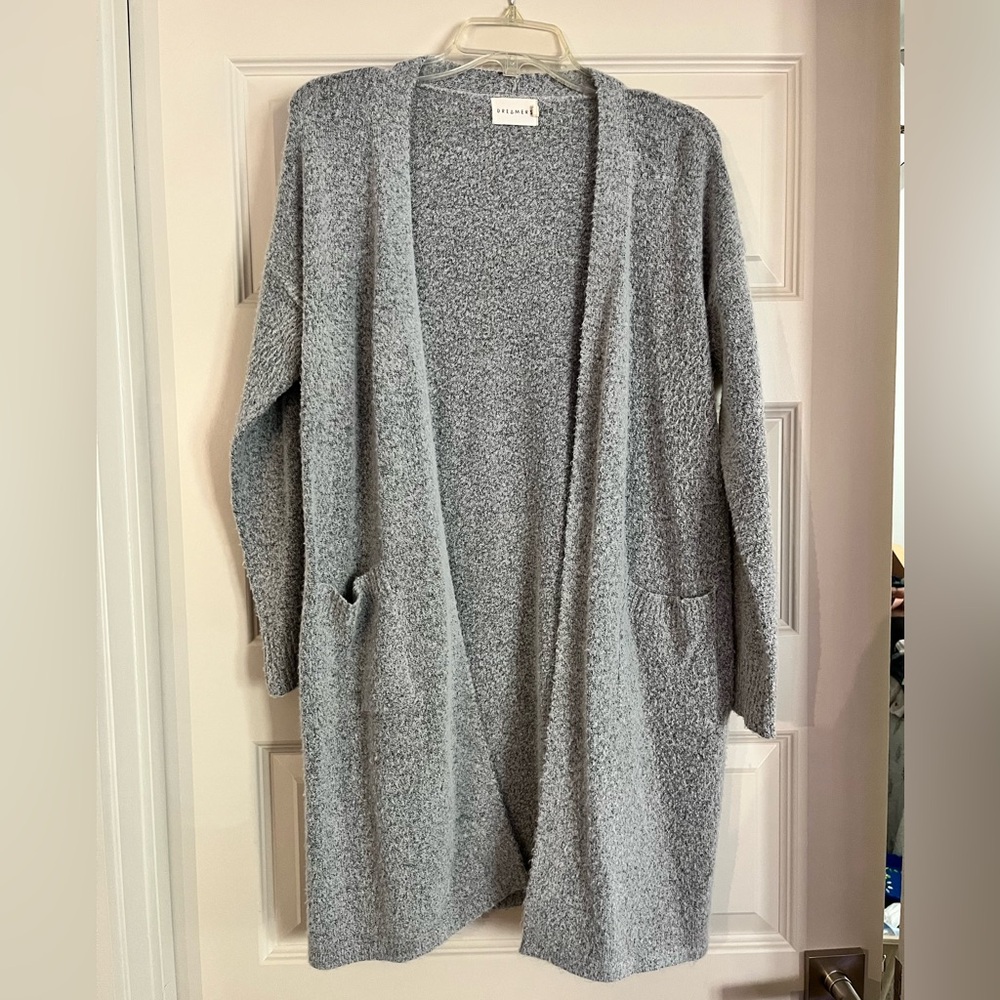 Dreamers Heather Gray Open Cardigan